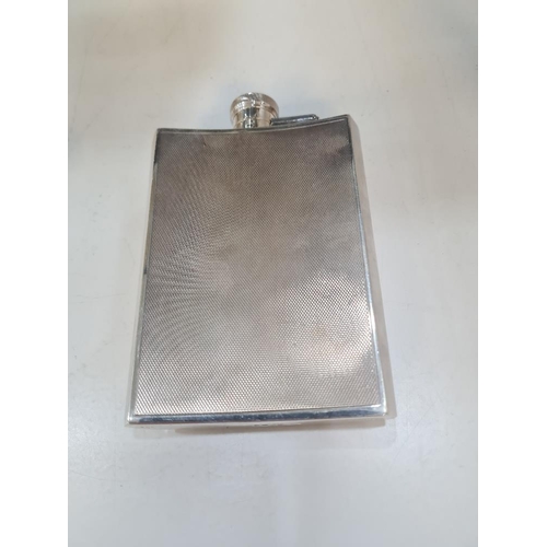 81 - A silver engine turned flask by James Dixon and Sons, Sheffield 1939, 5.56ozt approx.  Condition rep... 