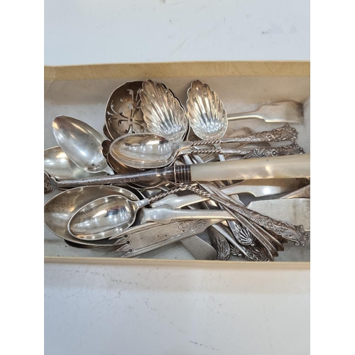 92 - Silver cake forks by William Suckling Ltd. Also with Continental silver forks. Also with pretty scal... 