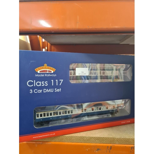 116 - Bachmann class 117 3 x car DMU set, BR blue and grey and plus 22 DCC, model 35501, '00' gauge, as ne... 