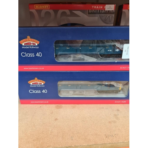 71 - Bachmann 2 Class 40 Diesel locomotives BR blue, 21 DCC, model 32 484, '00' gauge. Damage to the box.