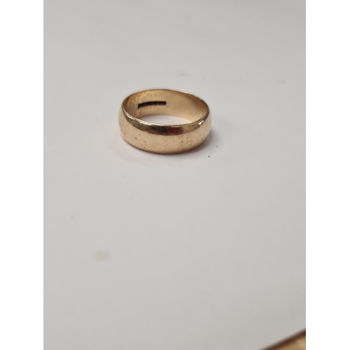 1008 - 9ct yellow gold wedding band, marked 375, H.S, size V, approx 6.38g