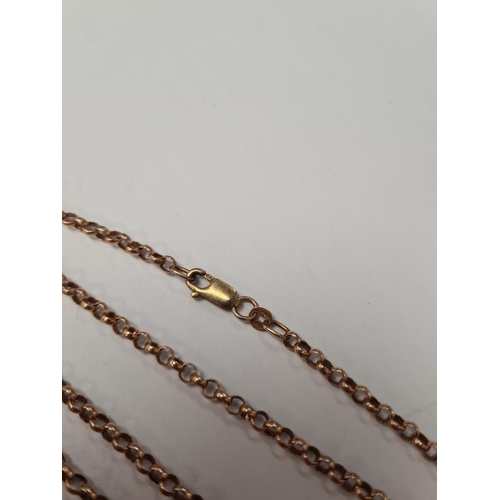 1016 - 9ct rose gold belcher chain, 62cm, marked 375, hung with a 9ct yellow gold rectangular St Christophe... 