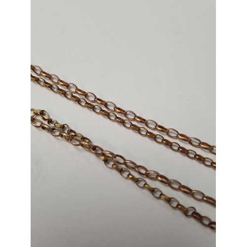 1019 - Two 9ct yellow gold belcher chains, 54cm and 50cm, both marked, 6.52g approx