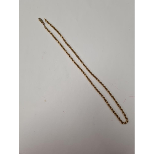 1020 - 18ct yellow gold ropetwist necklace with 9ct clasp, chain marked 50, clasp 375, 45cm, 8.12g approx