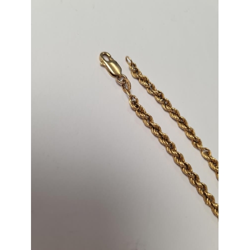 1020 - 18ct yellow gold ropetwist necklace with 9ct clasp, chain marked 50, clasp 375, 45cm, 8.12g approx