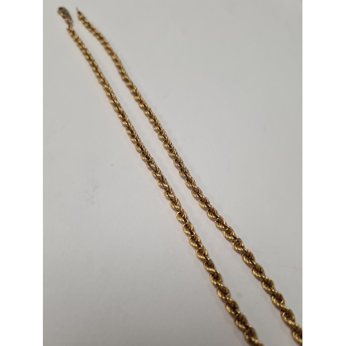 1020 - 18ct yellow gold ropetwist necklace with 9ct clasp, chain marked 50, clasp 375, 45cm, 8.12g approx