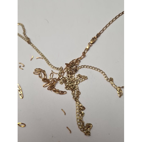 1030 - Two x 9ct gold neckchains, AF, broken. Both marked, 5.7g approx