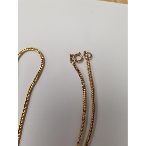 1056 - 18ct yellow gold herringbone neckchain, 90cm, marked 750, 19.5g approx