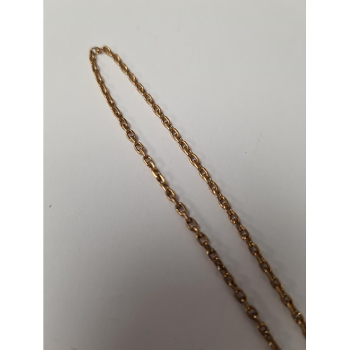 1064 - 9ct yellow gold neckchain, marked hung with a 14ct yellow gold pendant in the form of a hand holding... 