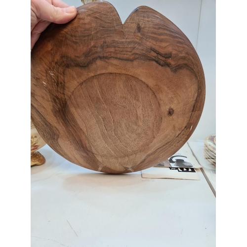 1173 - David Pye, carved wooden dish probably English walnut 33cm