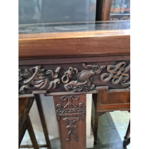 1195 - Large Chinese early 20th century Altar table with carved friezes, 224 x 100cm