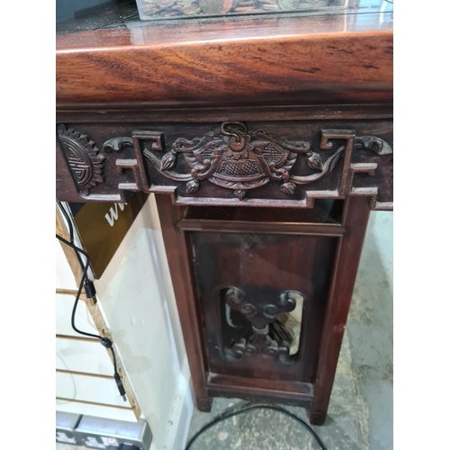 1195 - Large Chinese early 20th century Altar table with carved friezes, 224 x 100cm