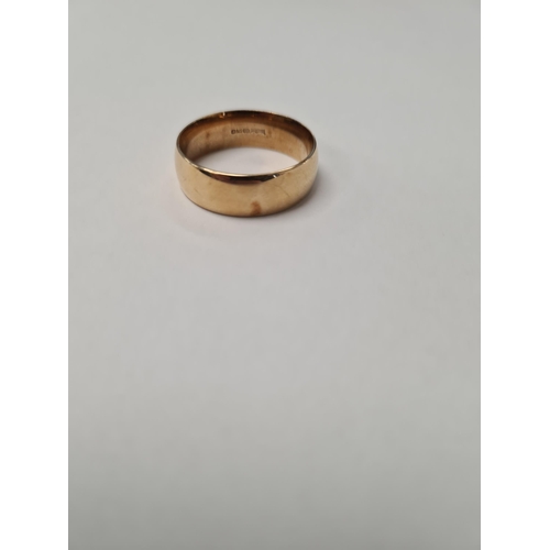 1007 - 9ct yellow gold wedding band, marked 375, size V, B. Bros, approx 6g