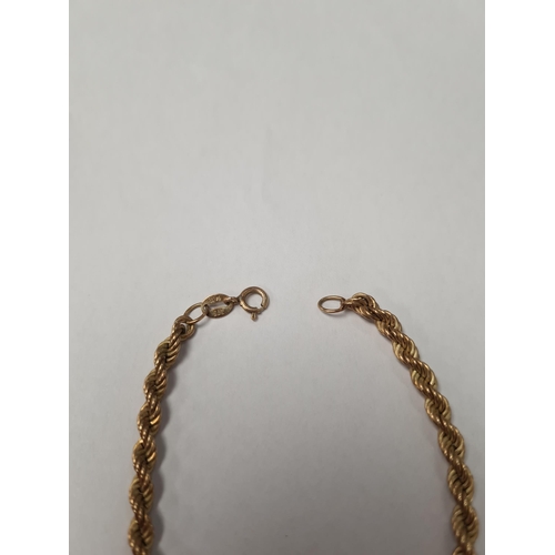 1015 - 9ct yellow gold ropetwist bracelet, marked 375, 17cm, 2.8g approx