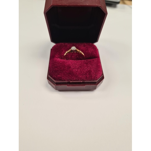 1041 - 18ct yellow gold Solitaire diamond ring illusion set, 18ct and Platinum mount, size M, approx 2g