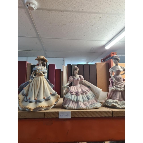 108 - Two limited edition Royal Doulton figures, titlted Hope and Faith, and 4 Coalport ladies