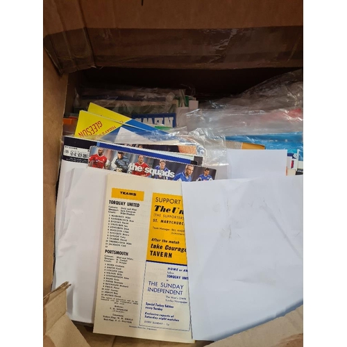 120 - Two cartons of old Football Programmes, many teams including Plymouth, York and Torquay. Also box of... 