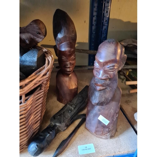 18 - Quantity of African carved wooden busts, figures and similar