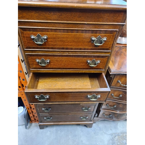 43 - Reproduction chest on chest and smaller 4 drawer chest