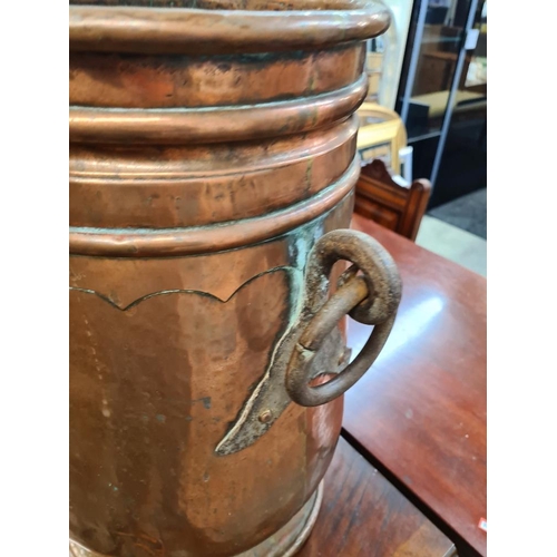 45 - Old Copper two handle pot, suitable for an umbrella stand, 46cm height