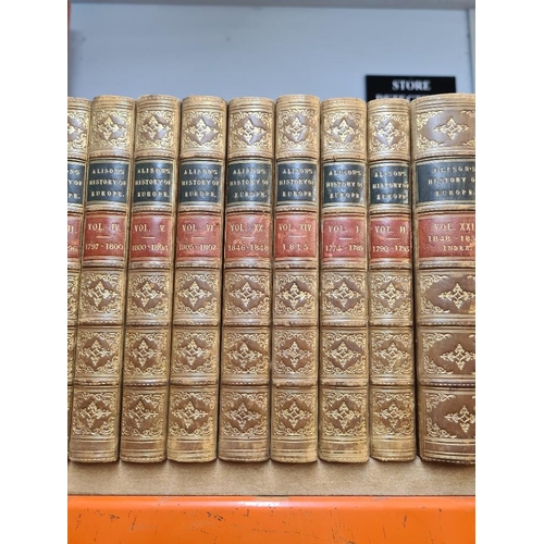 49 - Alison's History of Europe in 20 volumes, a set of antique leather bound books by William Blackwood ... 