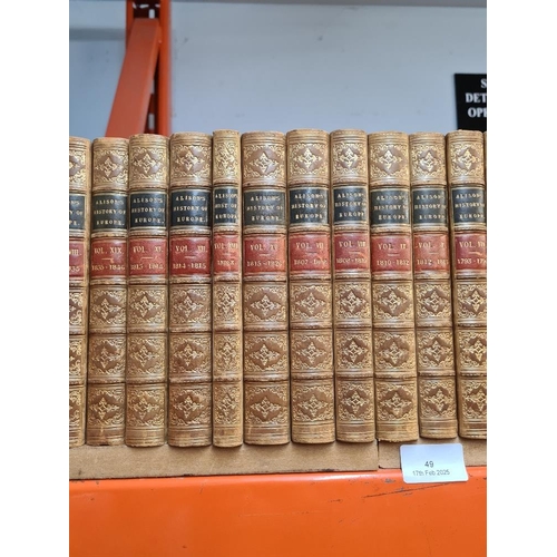 49 - Alison's History of Europe in 20 volumes, a set of antique leather bound books by William Blackwood ... 