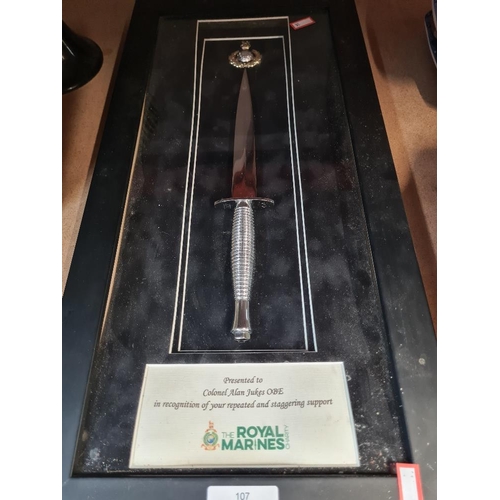 107 - Reproduction military dagger presented by the Royal Marines Society