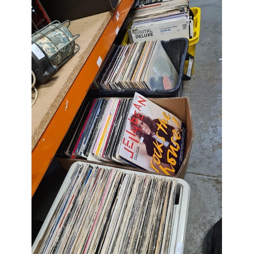 237 - Four boxes of vinyl records, mainly 12 inch singles, mixed genres