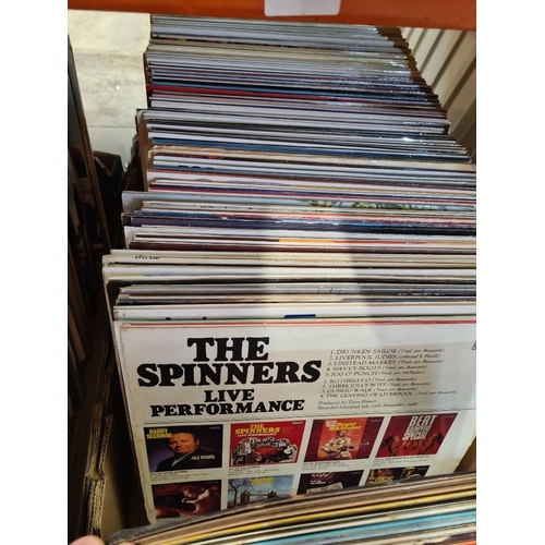 256 - Three boxes of vinyl LP records, mixed genres