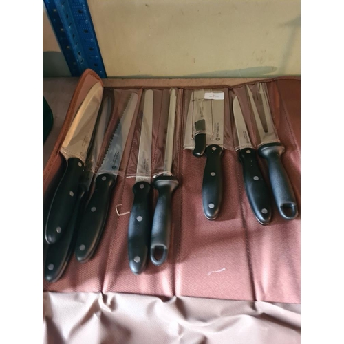 32 - 9 piece knife set in bag