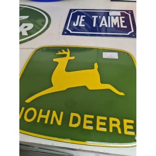 77 - John Deere vitreous sign