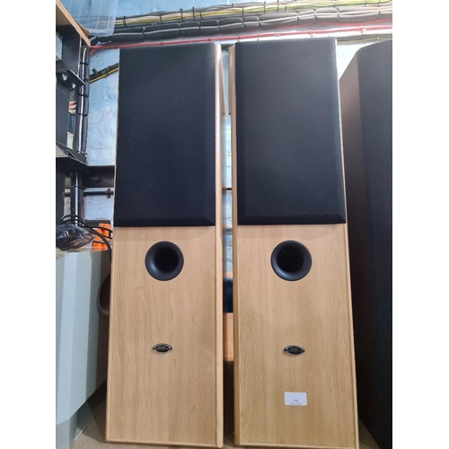 156 - Pair of Bush acoustic floor standing speakers with beech finish, 78cm