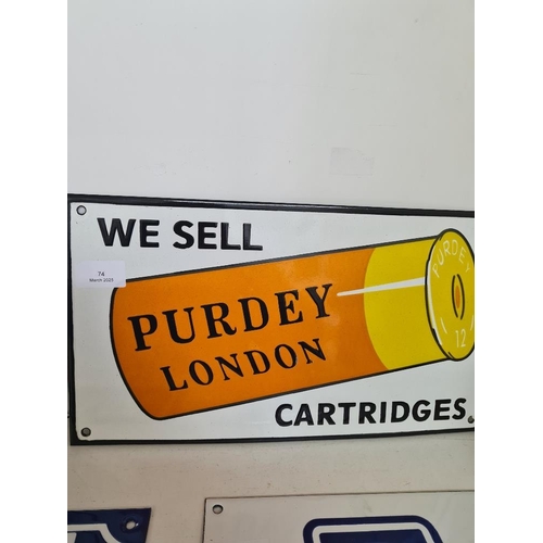 74 - Purdey cartridge vitreous sign