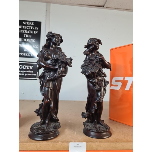 94 - Modern bronze style figures of women holding flowers