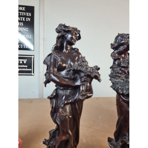 94 - Modern bronze style figures of women holding flowers