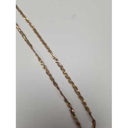 1003 - 18ct gold two tone ropetwist flat link necklace, 41cm, marked 750, approx 6.95g