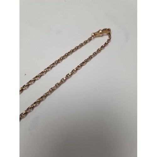 1032 - 9ct yellow gold belcher chain, with lobster clasp, unmarked, approx 10.2g