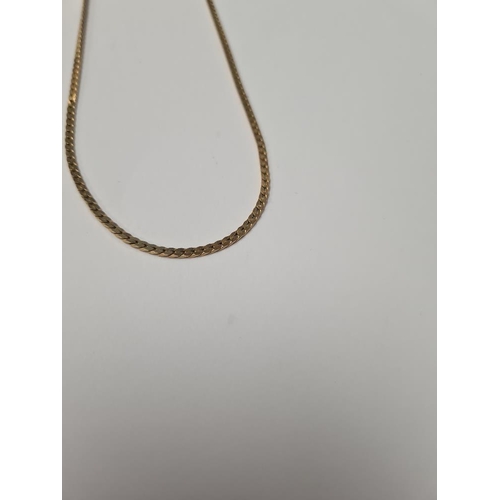 1075 - 9ct yellow gold flat link necklace, 38cm, marked 375, approx 5.3g