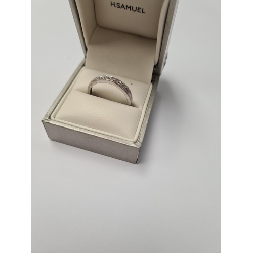 1081 - 9ct yellow gold white half Eternity ring, chanel set small diamonds, marked 375, size S, approx 2.47... 