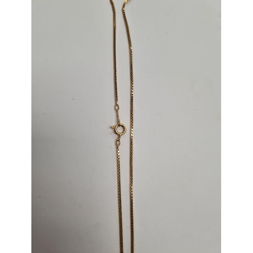 1087 - 9ct gold box chain, 44cm, marked 375, approx. 3.5g