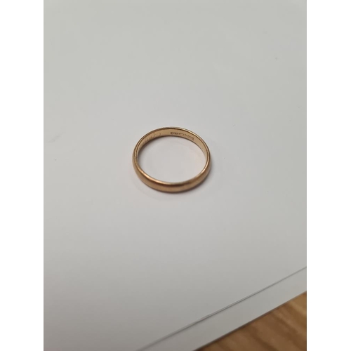 1000 - 9ct yellow gold wedding band, marked 375, size N, approx 2.14g