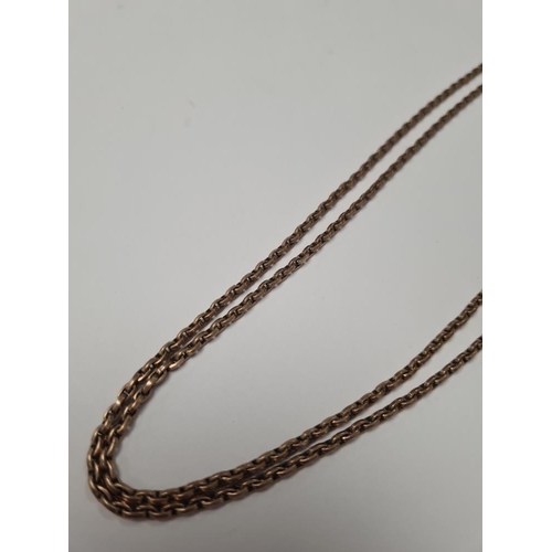 1034 - 9ct yellow gold belcher chain, marked 9c, 53cm, double row, lobster clasp, 19.5g approx