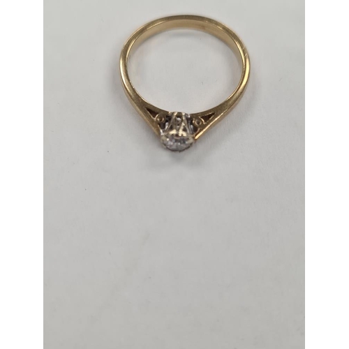 1133 - 9ct gold solitaire diamond ring, 0.20 carat, marked 375, London maker LBld, size M, approx 2g