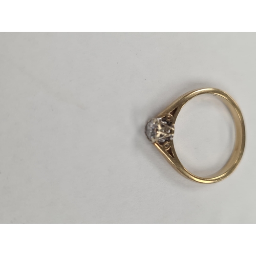 1133 - 9ct gold solitaire diamond ring, 0.20 carat, marked 375, London maker LBld, size M, approx 2g