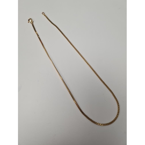 1075 - 9ct yellow gold flat link necklace, 38cm, marked 375, approx 5.3g