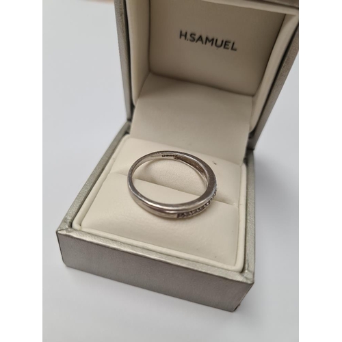 1081 - 9ct yellow gold white half Eternity ring, chanel set small diamonds, marked 375, size S, approx 2.47... 