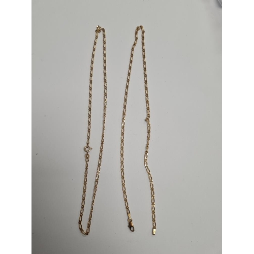 1090 - 2 9ct yellow gold neckchains, marked 375, both approx. 40cm, approx. 9.7g