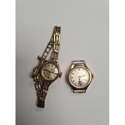 1104 - Vintage ladies 9ct yellow gold Rotary wristwatch on 9ct yellow gold fancy link strap, marked 375, on... 