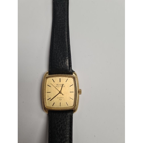 1110 - Bulova; An 18ct yellow gold cased 'Bulova' Accutron Quartz watch, 2431.10, case marked Bulova, 750 5... 