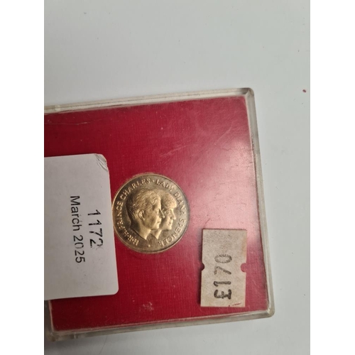 1172 - 9ct gold Commemorative Souvenir medal, Charles and Diana, July 29th 1891, approx 4.08g in presentati... 